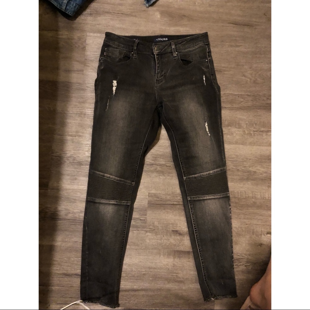 Black Moto Mid Rise Jeans ON HOLD